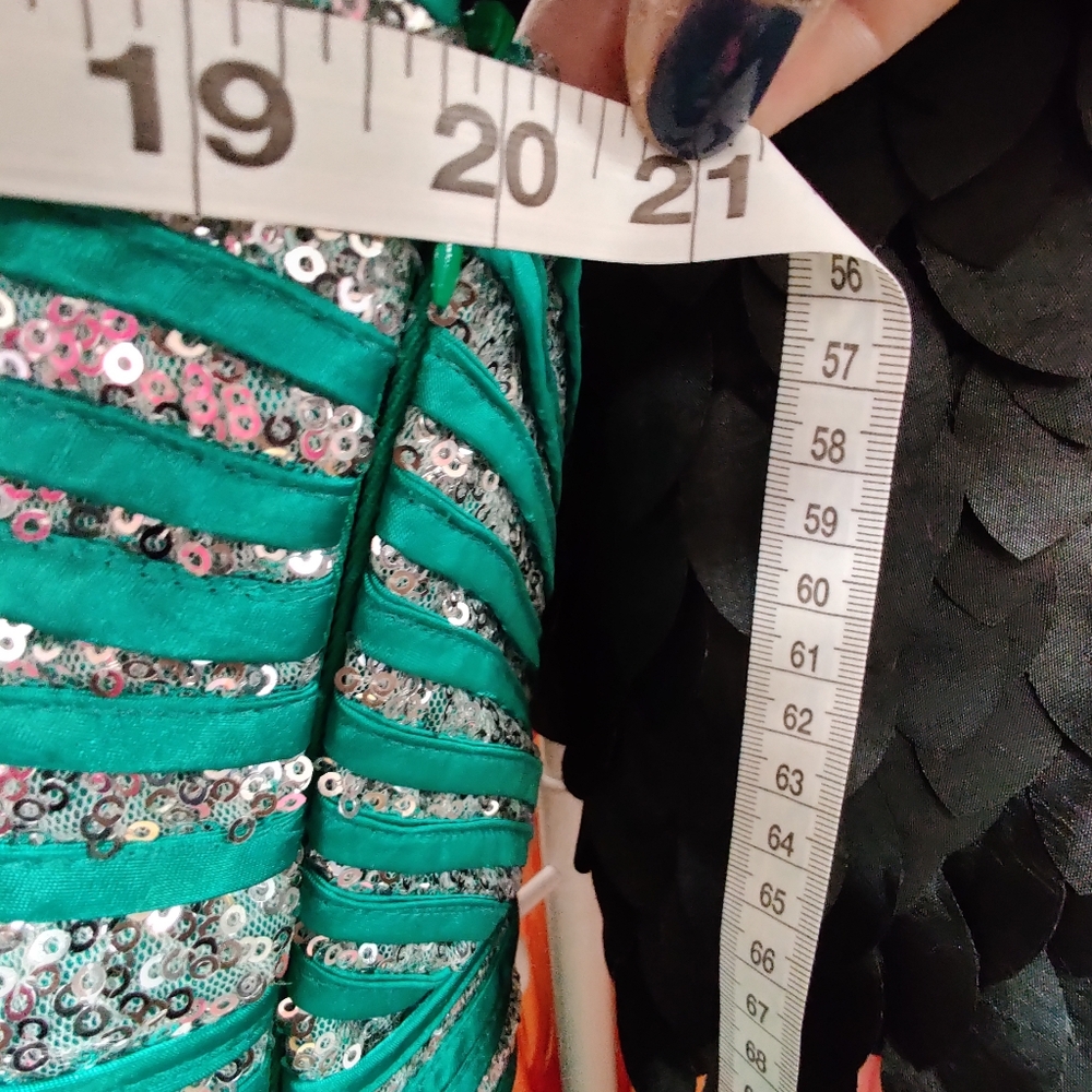 Morgan & Co Aqua Sequence Evening Gown - image 8